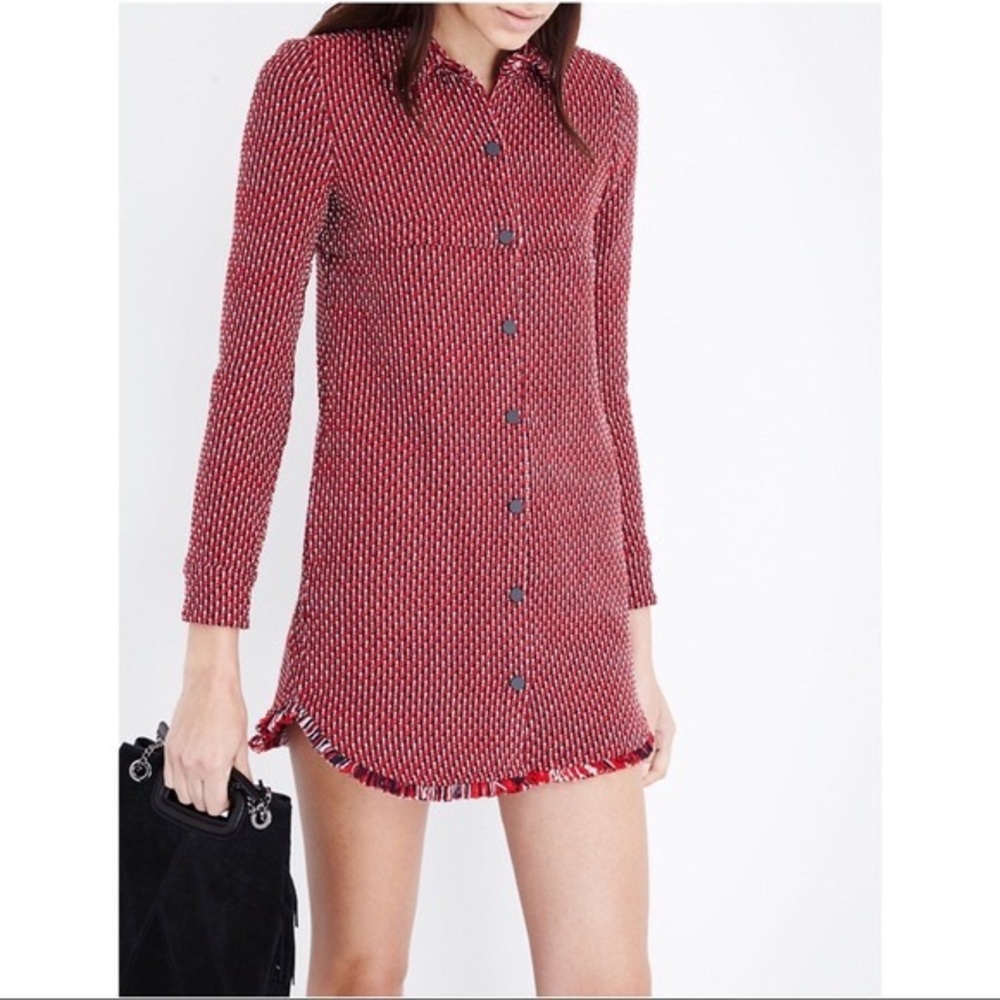 Maje Paris Women’s Red tweed cotton coat jacket